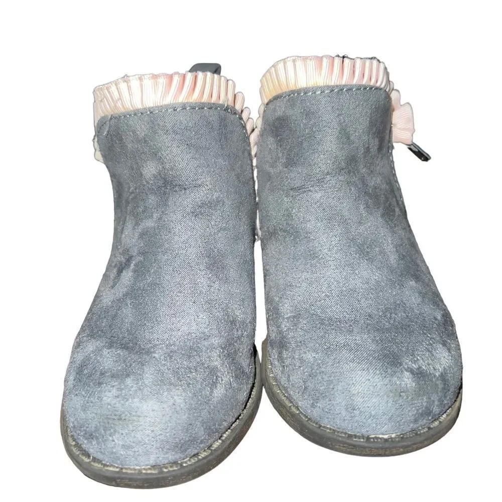 Dr.‎ Scholl's Hayzel faux suede grey ankle boots w/ floral embroidery girl's 7
